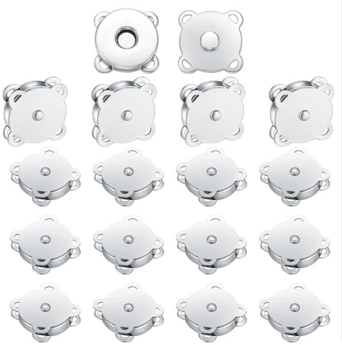 KOMUNJ 10 par magnetknappar, 14 mm magnetknapp, magnettryckknapp för handarbete, pyssel, kläder, sömnad, väskor, plånböcker, silver