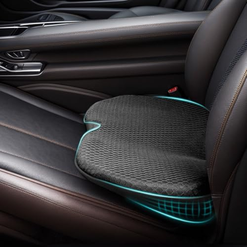 RANJIMA Keilkissen Auto,Memory Foam Autositzauflage,Ergonomisches Autositzkissen Sitzkissen,Sitzerhöhung Erwachsene Stuhlsitzkissen,Orthopädisches sitzkissen für Bürostuhl,Autositz,Road Trip