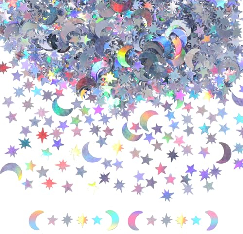 Giantree 60g Stern Mond Konfetti, etwa 8.000 Stück Streudeko Konfetti Geburtstag Glitzer Pailletten Streudeko Tischdeko für Jubiläen Partys Geburtstage DIY