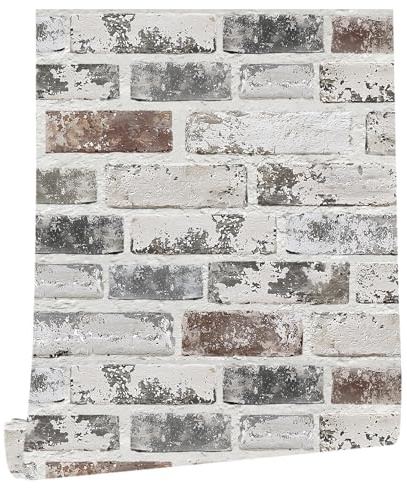 myforHD Papel Pintado Autoadhesivo Ladrillo Piedra 44cmX300cm Papel de Pared Decorativo Removible Impermeable Estilo Retro Vinilo PVC Pegatina