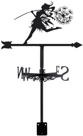 SUPERDANT Wetterhahn Mit Feen Löwenzahn Wetterhahn fürs Dach Aus Feen Metall Wetterfahne Dekorative Windrichtungsschilder Wetterfahnen Für Dach Bauernhaus Garten Rasen Dachdekoration