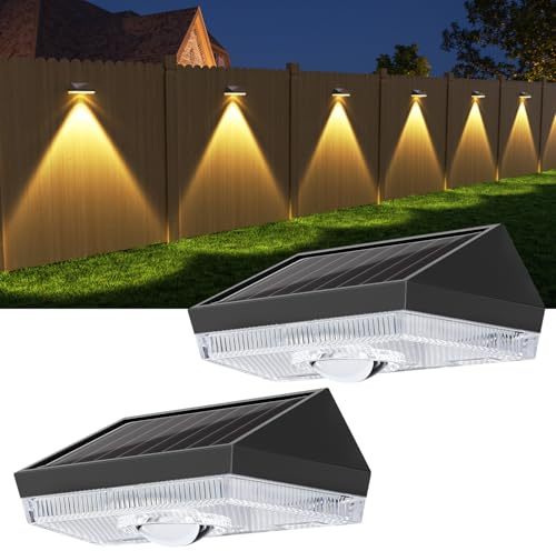 ELLASAY Solar Fence Lights Outdoor Garden,10 Color Modes Garden Lights Solar Powered Waterproof for Outside Deck Patio Gate Yard Decoration-2Pack