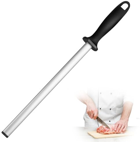 12 Inch Diamond Honing Steel, Kitchen Knife Sharpener Rod for Cooking Knife, Butchers and Japanese Knife, Home Gourmet Blade Sharpening Stick