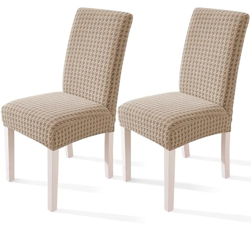 YSTELLAA Fundas Sillas De Comedor Pack 2, Caqui | Fundas Sillas Universal Ajustables, Funda para Sillas Elástica, Cubre Protectora Sillas Lavables, para Comedor Sala Cocina