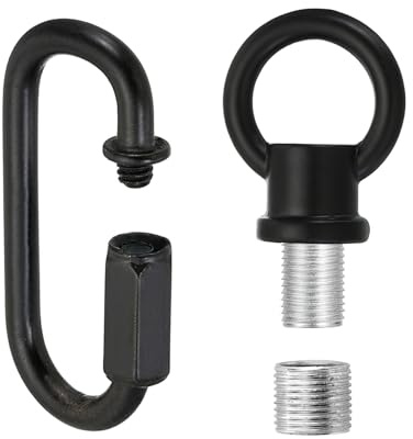 PATIKIL M10 Fine Thread Lamp Female Loop Holder with M12 Adapter Chain Quick Link, Lifting Eye Nut Hook Ring Structural Support to Chandelier, 132 lbs Load Black