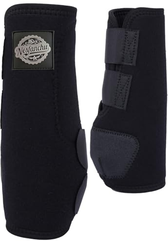 Sports Medicine Horse Boots,Nesfanchu Protective Boot for Horses,Protection & Shock Absorber,Suitable for Jump Training & Trails,2 Pack Breathable Material Design (Black, Large)