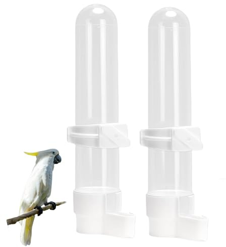 OYUUJII Abbeveratoio per Gabbia per Uccelli,2 Pezzi 19x3.3 cm Beverino Pappagalli Distributore Acqua Trasparente
