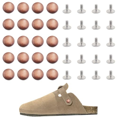 JMZLLRX Replacement Rivets for Suede Cork Clog Potato Shoes, Replacement Buttons for Beach Shoes, Replacement Parts, 20 PCS with Screw Driver