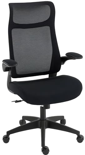 HOMCOM Silla de Oficina Ergonómica Giratoria con Soporte Lumbar Negro