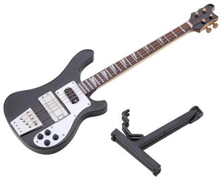 Miniature Di Strumenti Musicali Modello Di Strumento Replica Chitarra Basso In Miniatura Nera Con Supporto E Custodia Ornamenti Per Modelli Strumenti