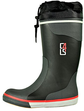 crazy4sailing Unisex Segelstiefel Langschaft Gummistiefel Schnürung schwarz, Größe:37 EU