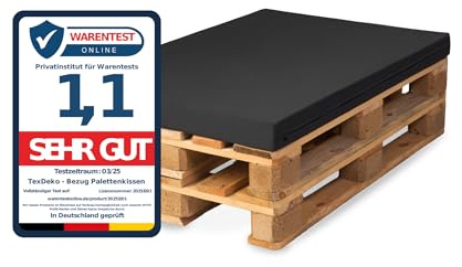 TexDeko® BEZUG (ohne Füllung) für Palettenkissen 120x80x12 cm wasserabweisend waschbar In- & Outdoor Made in EU (Anthrazit)