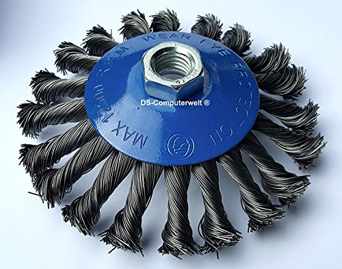 2 spazzole coniche Ø 115 mm – spazzola abrasiva trecciata – M14 x 2 spazzola metallica/spazzola conica/spazzola metallica