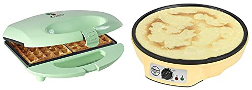 Bestron Gaufrier pour Gaufres de Bruxelles, Gaufrier avec Revêtement Anti-Adhésif, Design Rétro, 700 Watts, Couleur: Menthe & Crêpière électrique au design rétro, Sweet Dreams, Ø 30 cm, 1000 W, Jaune