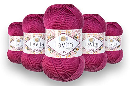 LaVita Yarn ROSE Handstrickgarn, Wolle 5-Teilige Packung,100% Acrylic, 1 Ball 100 gr, 350 mt (5129)