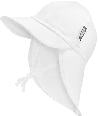Jan & Jul Babymütze für den Sommer, Baumwollkappe mit weitem Rand (Weiß, Größe XS: 0-3 Monate)