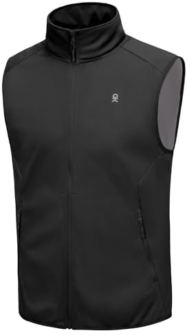 Little Donkey Andy Men's Lightweight Stretch Softshell Vest,Windproof Water-resistant Outerwear Vest for Running Cycling (Black M)