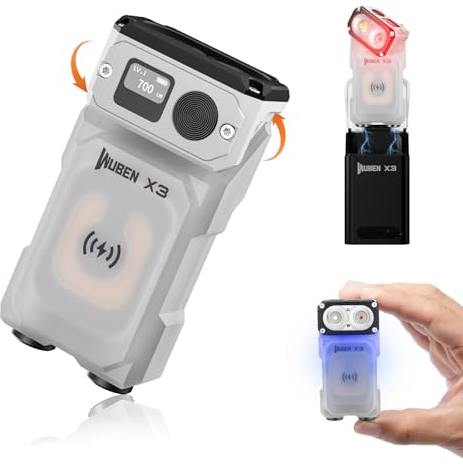 WUBEN X3 Aufladbar Mini Taschenlampen mit Ladekoffer und Magnet, Taschenlampe mit um 180 Grad drehbarem Kopf, IP65 wasserdicht, LED Schlüsselanhänger, 10 Modi, Typ-C-Ladeband für Camping,Geschenk