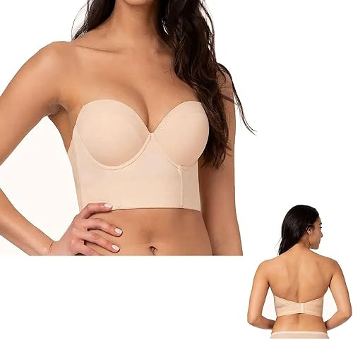 Soutien-gorge sans bretelles à dos bas – Tissu de qualité supérieure, soutien-gorge push-up multidirectionnel avec bretelles amovibles, soutien-gorge long en silicone antidérapant for femme ( Color :