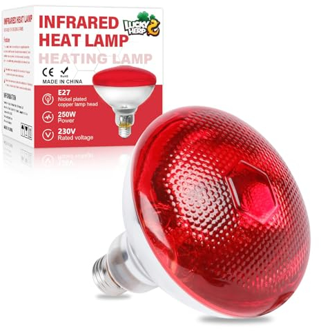 LUCKY HERP 250W Infrarotlampe Wärmelampe, Rotlichtlampe für Reptilien Terrarium Lampe, E27 Basking Spot für Hühnerfarmen, Schwein, Hund, Lebensmittelbeleuchtung, Bäder