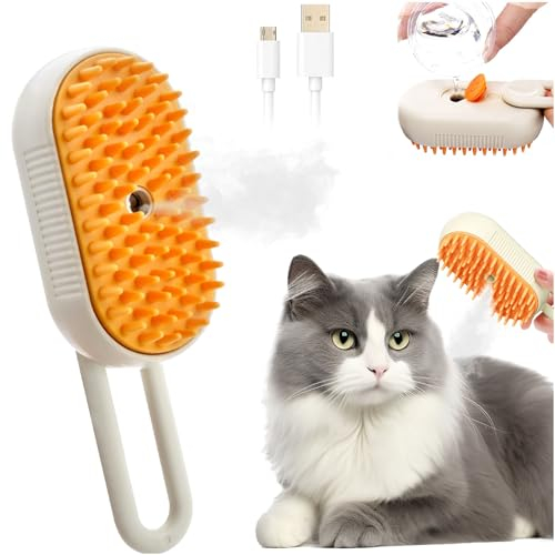 Katzenbürste Mit Dampf,3-In-1 Dampfbürste Katze,Steam Cat Cleaning Brush,Multifunktionale Hundedampfbürste,Self Cleaning Steamy Cat Brush,Für Katzen Und Hunde Zur Haarentfernung.