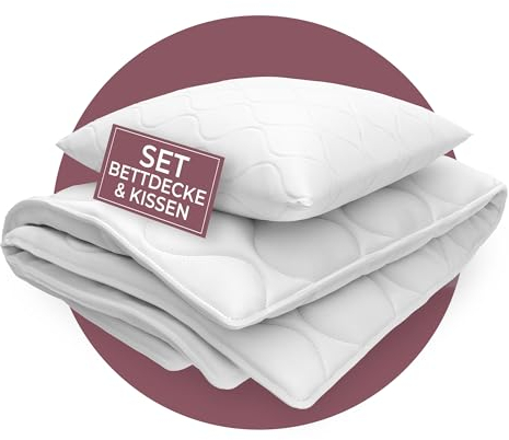 EVAN BROWNS® Bettdecke 135x200 Set mit Kissen - Bettenset atmungsaktiv und pflegeleicht - Kopfkissen 80x80 Set mit Bettdecke 135x200 Set mit Kopfkissen und Betttdecke