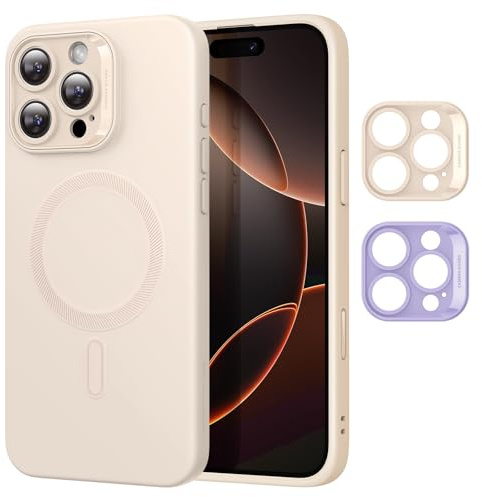 ESR for iPhone 16 Pro Case with MagSafe, Smooth & Slim Silicone Case, Shockproof, Full Screen and Camera Protection, Anti-Scratch, Soft Microfiber Lining, Cloud Series, Light Tan