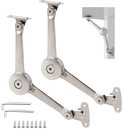 Oiieco Lot de 2 charnières de support de couvercle avec vis et clé Allen, support de clapet, charnière pliante, pour porte de cuisine, meubles, coffre et porte d'armoire