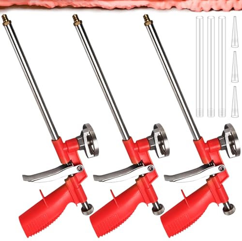 3 Stück Schaumpistole, Bauschaumpistole, Schaumpistole Bauschaum Pistole PU Schaum Pistole für Pistolenschaum Montageschaum Bauschaum, Bauschaumpistole für den Heim und Bürogebrauch für Profi (Rot)