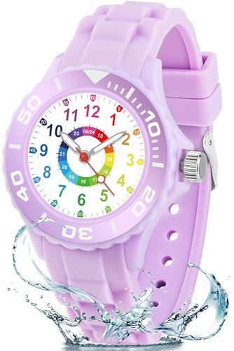 GUUMUXIN Orologio Bambino, Orologio Educativo con Lancette per Bambini, Quadrante Multicolore con Scale Chiare, Con Cinturino Morbido, Adatto a Ragazzi e Ragazze dai 5-16, Facile da Leggere e Imparare
