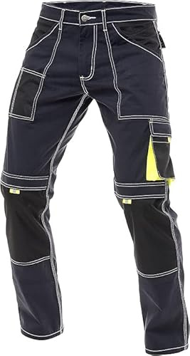Juicy Trendz mäns Utility Work Cordura byxor förstärkta säkerhetsarbetsbyxor med knäskydd, hölster och användbara fickor, Marinblått Xsp, 34W x 34L