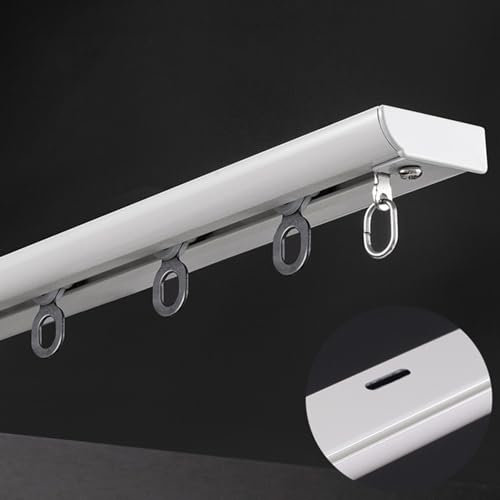 Binario per tenda singolo di alta qualità con bordi ad arco, sistema di montaggio a soffitto per camera da letto/doccia, silenzioso, scorrevole, colore bianco e dimensioni (500 cm)