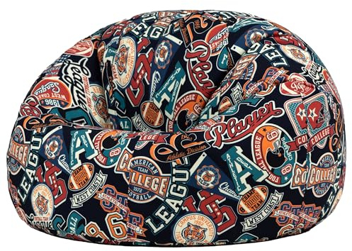 icon Varsity Football Large Kids Bean Bag, Woven Fabric, Kids Bean Bag Chair with Filling Included, Football Gifts for Boys, Football Gifts, Gaming Room, Bedroom, Bedroom Accessories