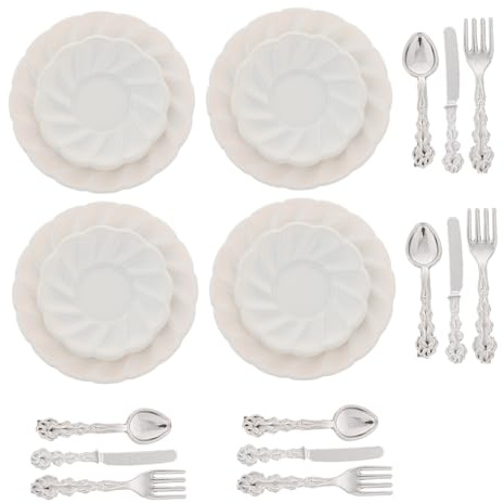 ibasenice Platos De Metal para Casa De Muñecas Platos De Aleación para Casa De Muñecas Vajilla De Aleación En Miniatura Accesorios De Cocina En Miniatura