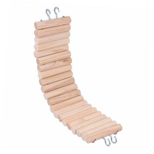 Lurrose Échelle Bois pour Petits Oiseaux et Rongeurs Pont Suspendu Escalade pour Hamsters Souris et Perroquets Accessoire Exercice et Cachette Naturelle