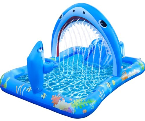 Onory Inflatable Kiddie Pool Inflatable Play Center Kids Toddler Pool with Water Slide, Water Sprayers Toddler Pool with Play Ball Hoop Thickened Swimming Pool for Backyard