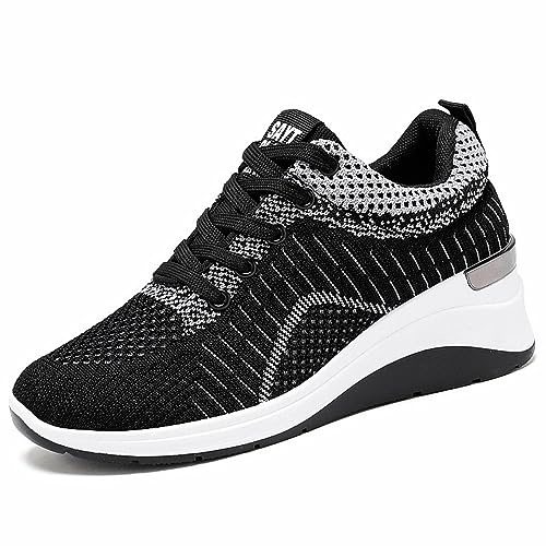 Gymnastikskor med upphöjning, dam, sportskor, casual, ventilerande, sneakers, sportig, löparskor, lediga vandringsskor, bred passform, tennisskor, platå, snörsko, stora storlekar, fritidssko