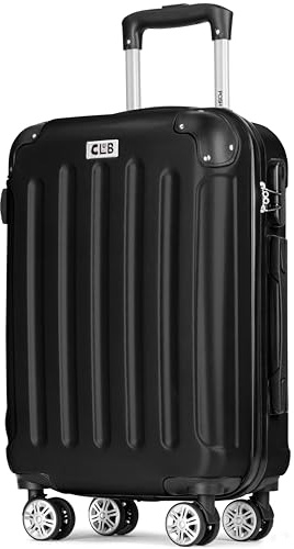 POSH Maleta ABS – Grande 75 cm, tamaño mediano 65 cm & equipaje de mano maleta rígida en una – Ruedas de 360° – 198 L de volumen interior total, Negro , Handgepäck - 55x40x20cm, Juego de maletas