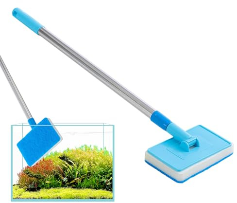 Akvarie Rengöringsverktyg Justerbart långt handtag algskrapa skrubber | Platt sparborste för akvarie För , , alg, sköldpadda, reptil, terrarium, vatten, vägg