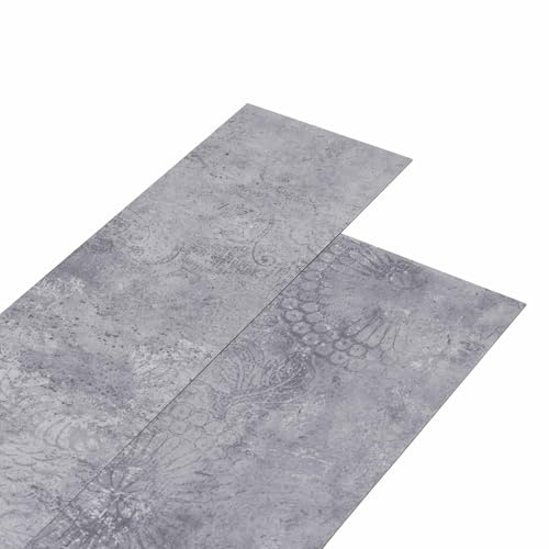 Runheo Tablones autoadhesivos para suelo (32 unidades, color gris cemento, 4,46 m², PVC, laminado, parqué, vinilo, baldosas, suelos de madera, corcho, aislamiento acústico, renovación, instalación de