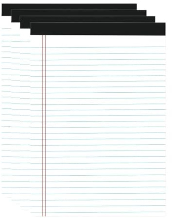 Generic A5 Breda Anteckningsblock, Fodrade Block med Dubbel Röd Marginal (4st 12,7X20,3cm 50 Sidor)