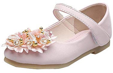 GUOCU Mädchen Ballerinas Schuhe Sommer Kommunionschuh Blume Kinderschuhe Mädchen Schuhe Outdoor Prinzessin Schuhe Festliche Rosa 35 EU