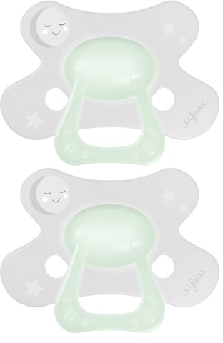 Difrax Schnuller ab 18 Monaten – Schnuller für Neugeborene mit Silikonsauger – 20+ – leicht zu akzeptieren – optimale Luftzufuhr – Baby-Tutute 18-36 Monate – phosphoreszierend – 2 Stück (1 Stück)