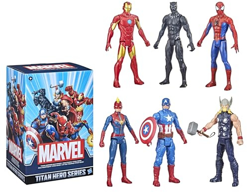 Marvel Titan Hero Series Action Figure, Multipack, 6 Action Figures, 12 Inch Toy Inspired Comics for Ages 4+ (Amazon Exclusive)