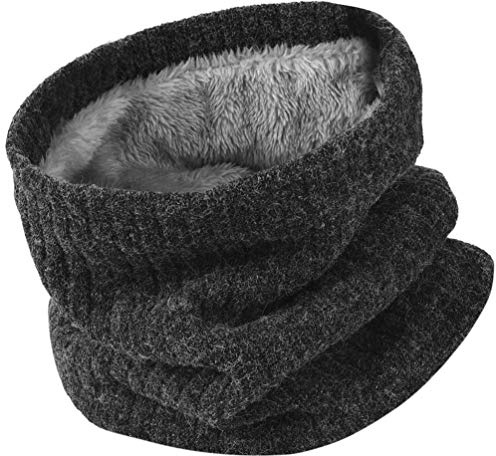 Tour de Cou Écharpe Hiver - Snood Cache Cou Col Polaire Tubulaire Foulard Chaud Coupe-Vent De Crochet De Laine Homme et Femme pour Spors Moto Cycliste Vélo Ski Gris Foncé 1PCS