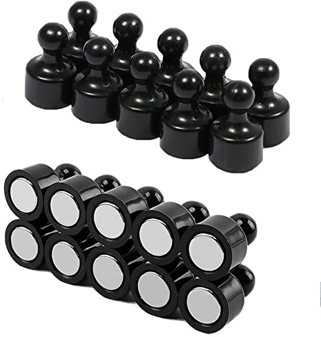 20 Stück Kühlschrankmagnete, magnetische Pinnadeln, kleine Kühlschrankmagnete, Starke Neodym-Magnete, Whiteboard, Karte, Magnete, perfekt für Zuhause, Küche, Büro, Schule, Klassenzimmer, schwarz