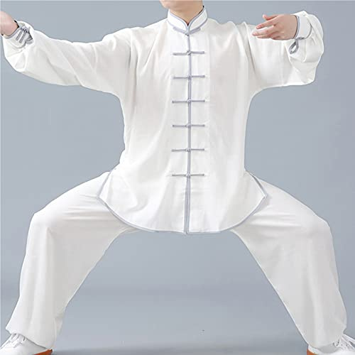WoCOyo Tai Chi Anzug Freizeit Einfarbig Kampfkunst Anzug Unisex Sanft Baumwolle und Leinen Kung Fu und Tai Chi Uniform Traditionelle Chinesisch Kostüm für Meditation und Qigong,003,M
