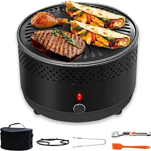 Barbecue à charbon portable avec sac de voyage noir de luxe (Luxury Black), adapté au camping