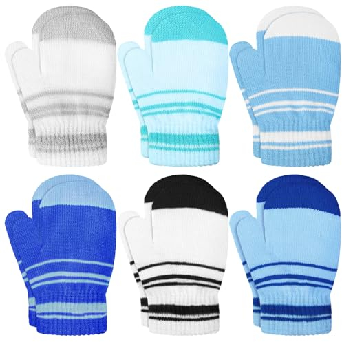 SATINIOR 6 Paar Kinder Winterhandschuhe Warme Baby Strickhandschuhe Stretch Fäustlinge für 1-4 Jahre (Frische Farbe)