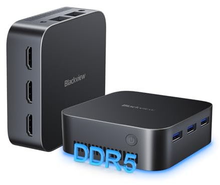 [3 Jahre Garantie] Blackview MP80 Mini PC Intel 12th N97 Win 11 Pro, 16GB LPDDR5 (35% Krasser, Zerstört DDR4) 1TB M.2 SSD Mini Desktop PC, 3*HDMI 4K, Dual LAN, USB 3.2×3, WiFi 2.4/5G für Homeoffice